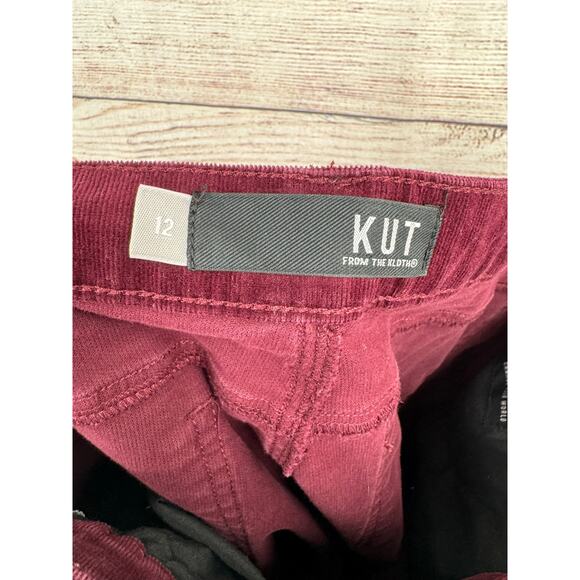 Kut from the Kloth Karen Baby Bootcut Corduroy Jeans Womens 12 Burgundy Wine - Picture 6 of 11